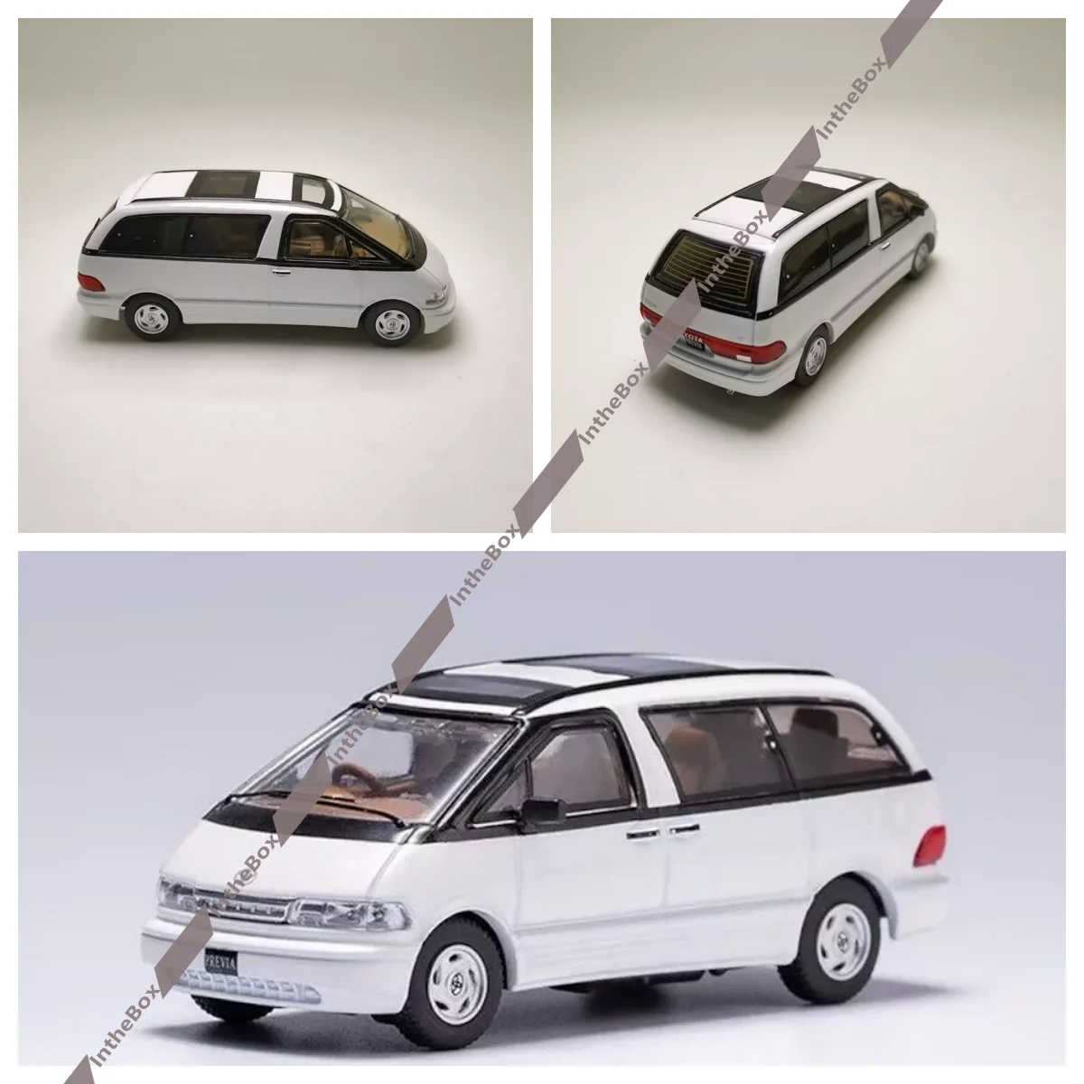 Мини-фургон GCD 1:64 Previa MPV, Спортивная модель белого отлитого металлического автомобиля, коллекция, ограниченный выпуск, хобби-игрушки