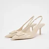 TRAF 2025 Women Fashion Beige High Heels Sexy Pointed Toes Slingbacks High Heelded Shoes Elegant Office Ladies Slingbacks Pumps 1