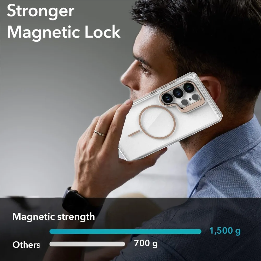 Luxury Clear Magnetic Lens Stand Holder Phone Case Cover