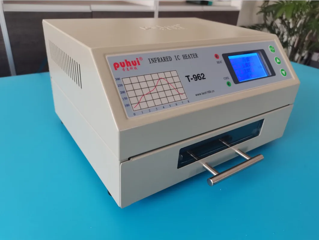Soldering Station Soldering Tool PUHUI T-962 110V-240V Reflow Equipment T-962 Infrared Reflow With Smoke Channel Oven Furnace IC Heater BGA Rework Station