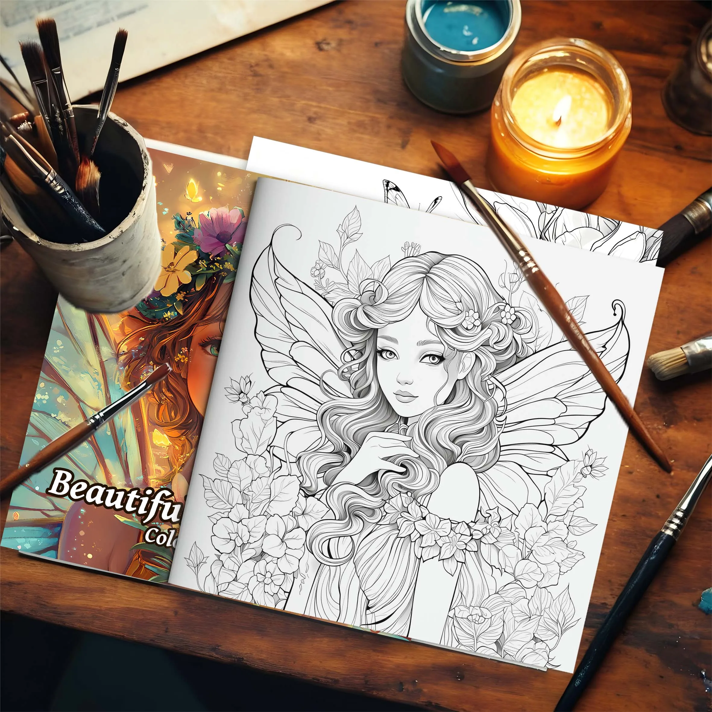 Beautiful Flower Fairny Coloring Book 24 Page Adult Picture Book Gift For Relieve Stress Kill Time Graffiti Painting Drawing Art 3