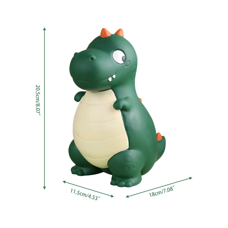 Tirelire Dinosaure Enfant – PVC Robuste, Anti-Chute, Cadeau Baptême / Anniversaire (Vert)