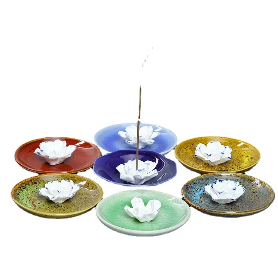 

Jingdezhen handmade lotus incense burner ceramic dual-purpose insence holder censer
