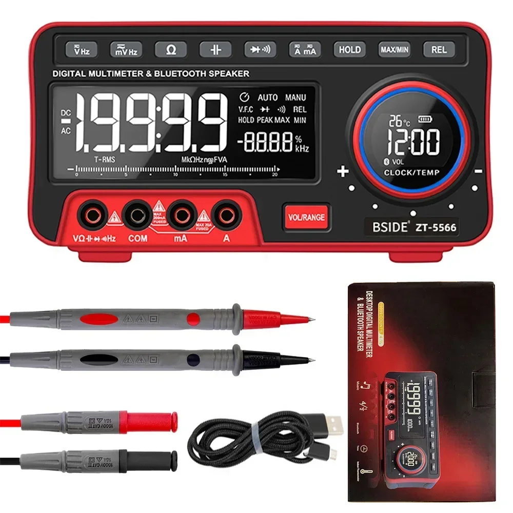 ZT-5566 Digital Multimeter 19999 Dual Screen EBTN Wireless Professional Bluetooth Speaker Voltage Current Capacitance Tester