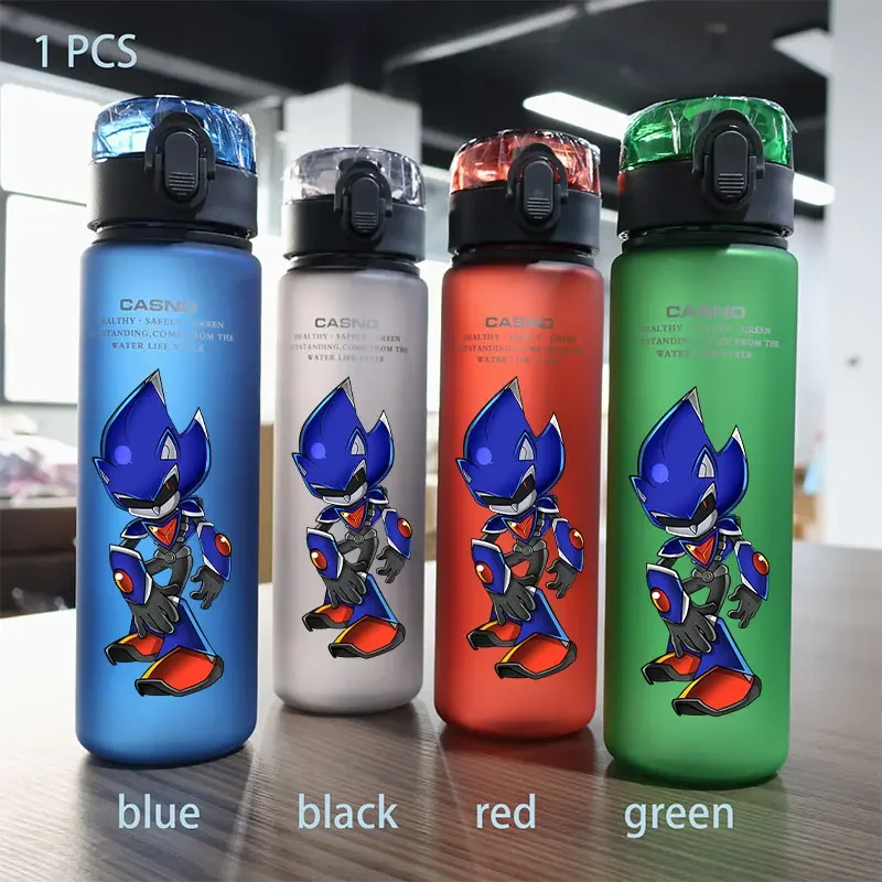 thumbnail image 1 of Botella de agua Sonic The Hedgehog de 560 ml para niños, de plástico, de gran capacidad, portátil, color negro, azul, rojo y verde, 1 of 5