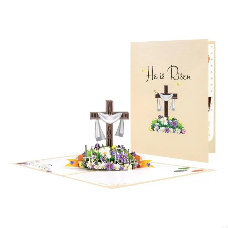 4X7B 3D Resurrection Festival Card with Envelope Greeting Card 6x8 Spring Holiday Greeting for Men Women Family Friend