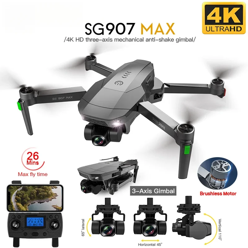 

SG907 MAX / SG907SE Drone 4k 3-Axis Gimbal Brushless 5G Wif GPS Profesional Dron with Camera Optical Flow RC Quadcopter vs SG90