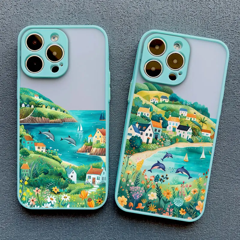 Strandlandschaft Wellen-Muster Handyhülle für iPhone 17 15 16 Pro Max Plus 14 13 12 11 Pro Max Mini XS XR X 16 Plus Schutzhüllen – Detail 15