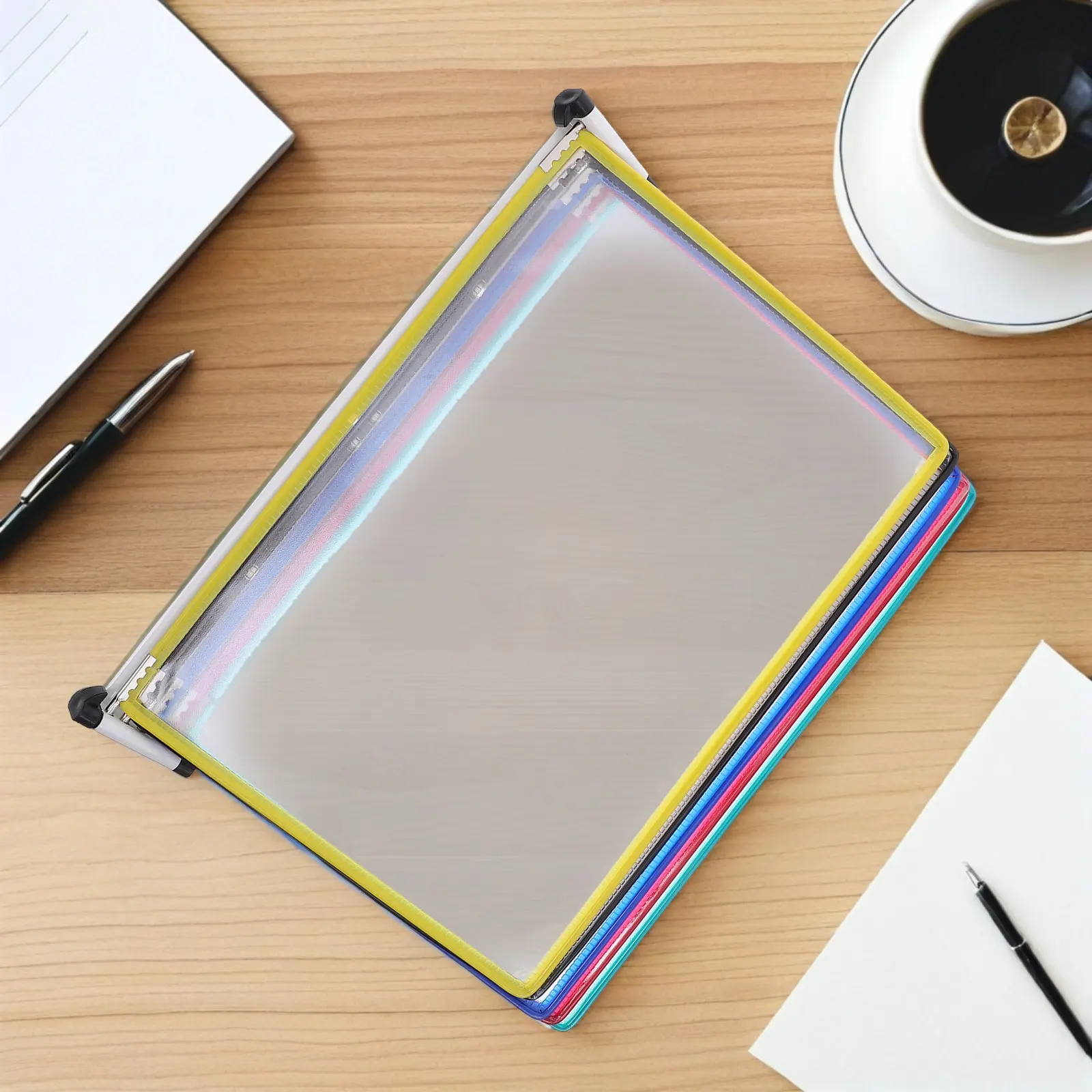 벽걸이 파일 디스플레이 랙 A4 걸이식 문서 정리함 5단 사무용 바인더 참고자료..