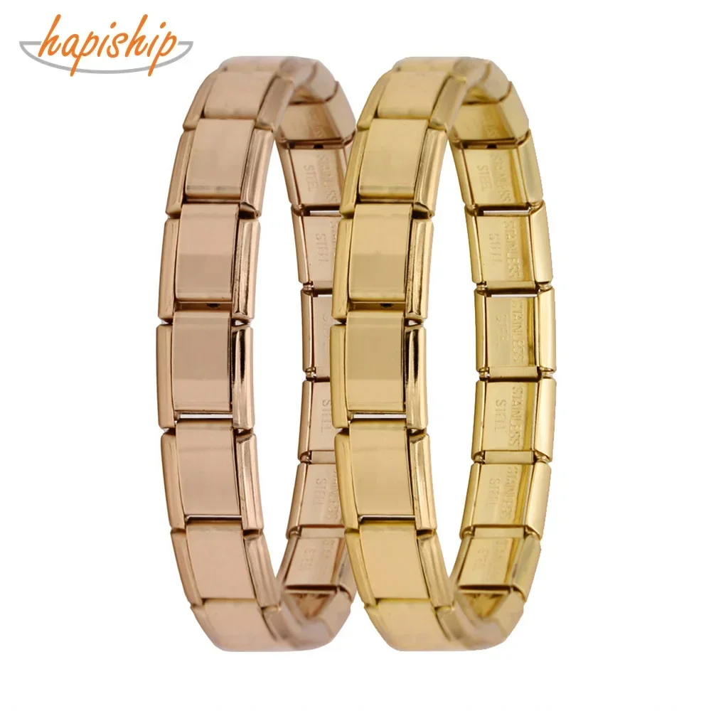 Charm Bracelet Women's Girl 9mm Width Itanlian Elastic Fashion Stainless Steel Bangle Jewelry
