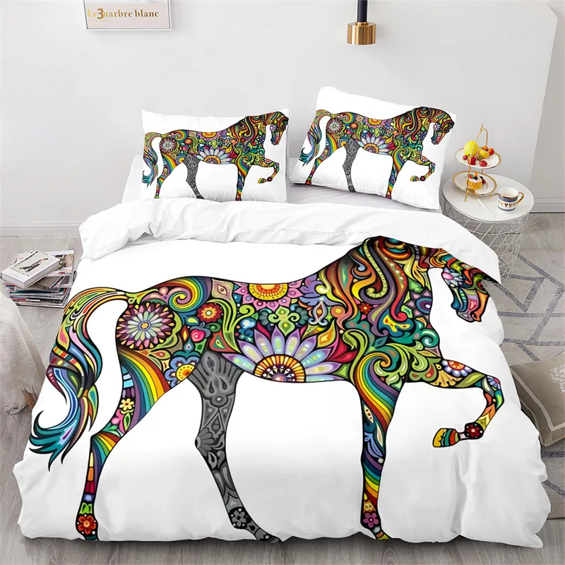 

Horse Duvet Cover Abstract Watercolor Animal Bedding Set Microfiber Cowboy Comforter Cover King Full Twin For Boys Girls Teens