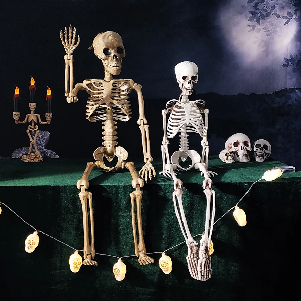 

Halloween Decorations Movable Simulation Skeleton Ornaments Halloween Party Decor Supplies Haunted House Home Bar Horror Props