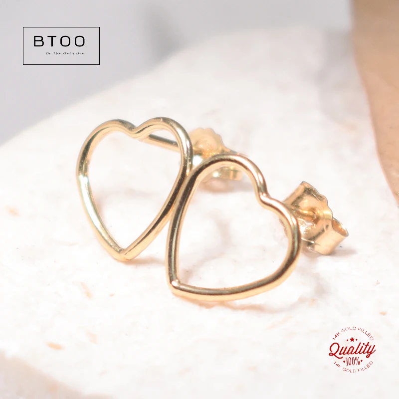 14K Gold gefüllt 10mm Herz Ohrringe Minimalismus Schmuck Gold gefüllt Ohrstecker Brincos Pendientes Ohrringe Boho Frauen Ohrring