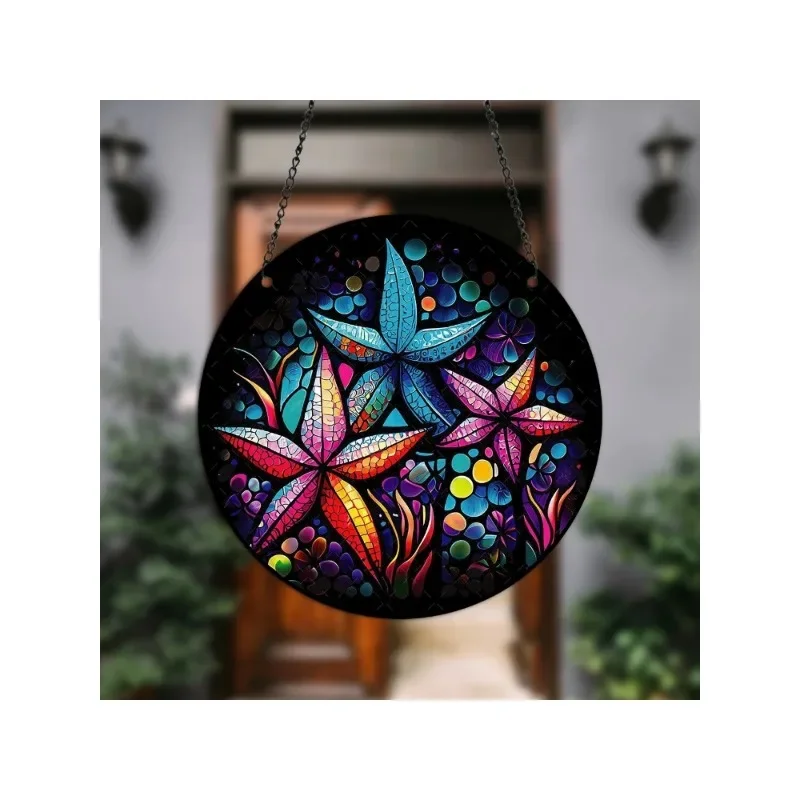 Attrape-soleil Vitrail Arbre De Vie / Libellule / Papillon - Décoration Murale Colorée En Acrylique, 15x15 Cm