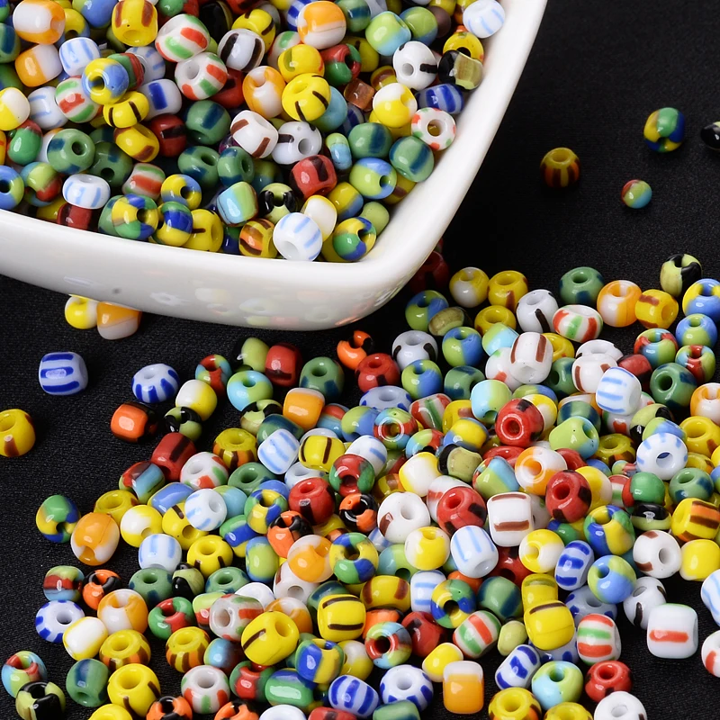 18g/36g 5mm Fashion Stripe Czech Glass Seed Round Spacer Beads For DIY Jewelry Making Bracelet Necklace Earring Accessories glass beads
