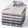New Men's Plaid Shirt 100% Pure Cotton Oxford Short Sleeves Spring Casual Daily Dress Shirts Button-down Big 5XL 6XL 7XL 2