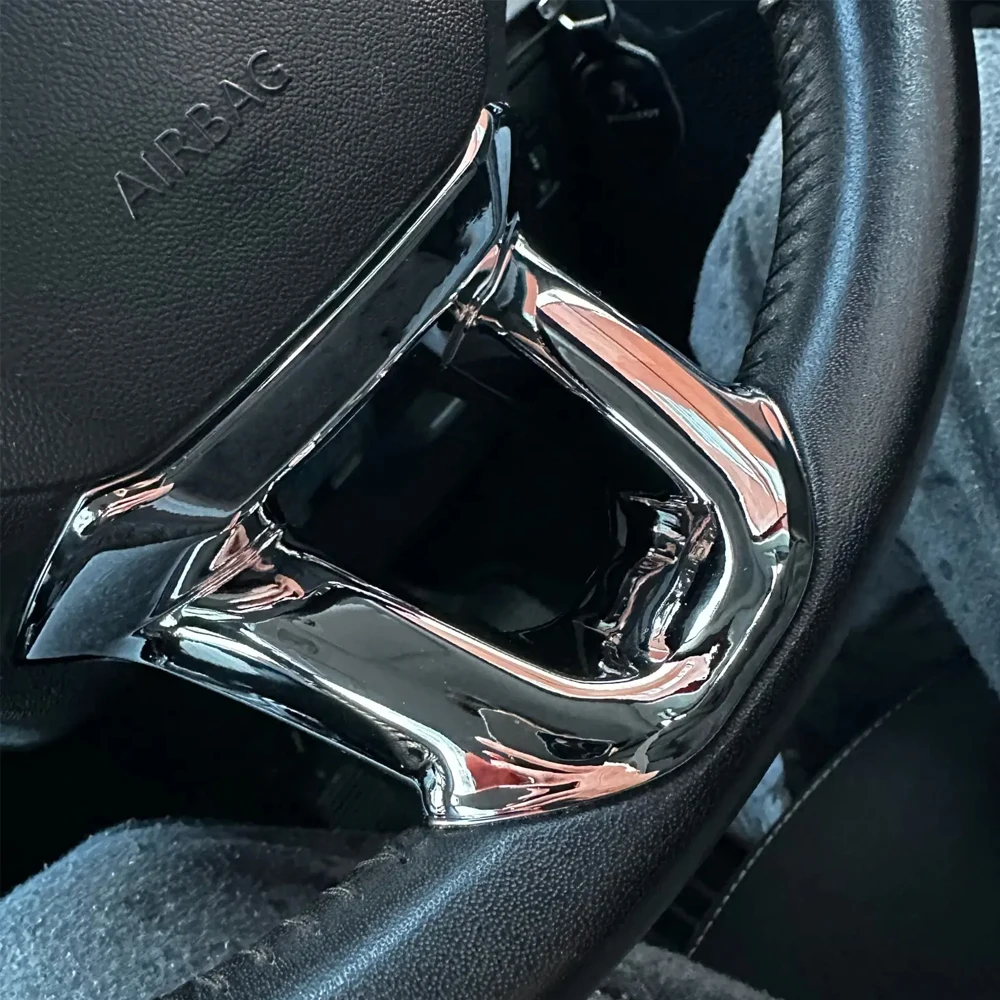 Autocollant Décoratif Autocollant D'emblème Couverture Garniture Brillante 3 Pièces Autocollant Volant Voiture Pour Peugeot 208 2008 2014-2018 Accessoires D'intérieur Accessoires D'intérieur(Argent Ma - 4