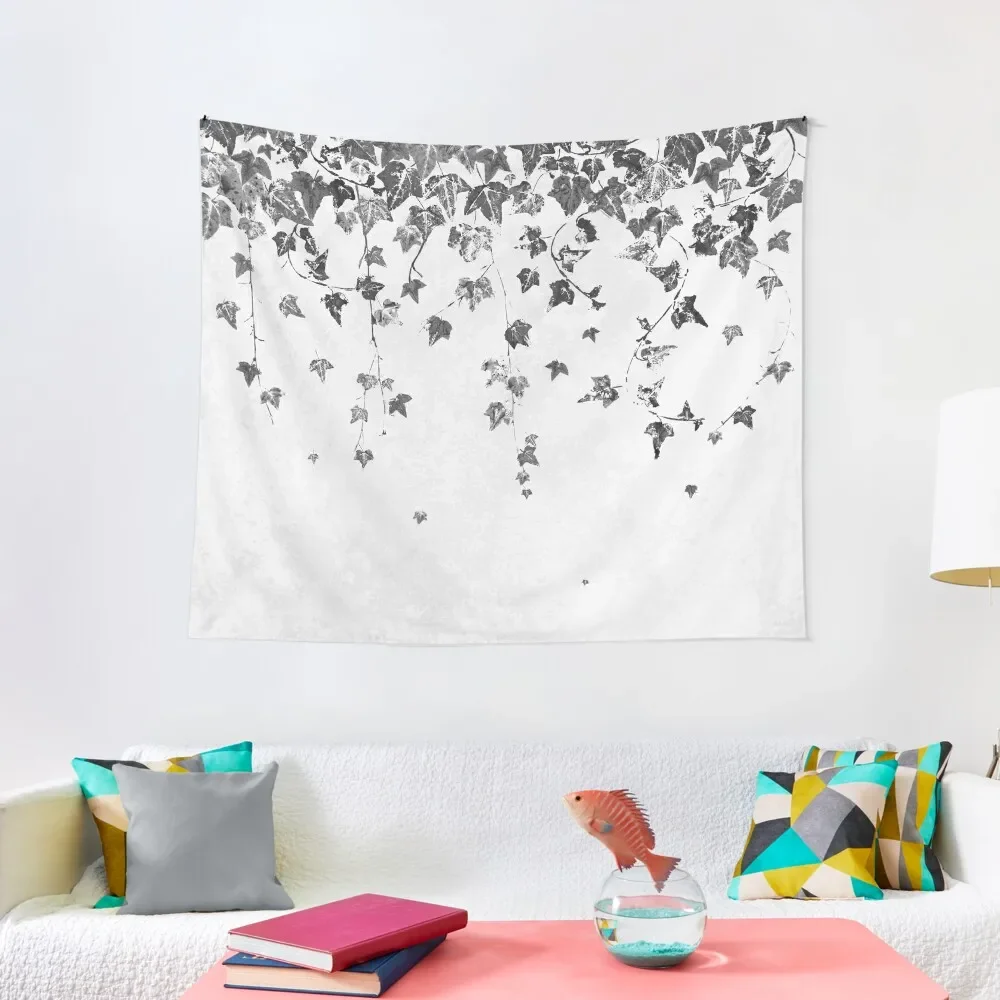 

Hand Printed Black and White Trailing Ivy Tapestry Wallpaper Room Decoration Korean Style Tapestry