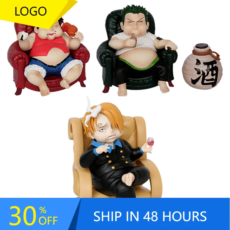 

One Piece Figure Q Version Fat House Roronoa Zoro Monkey D. Luffy Sanji Sitting Position Sofa Action Figure PVC Model Gift Toys