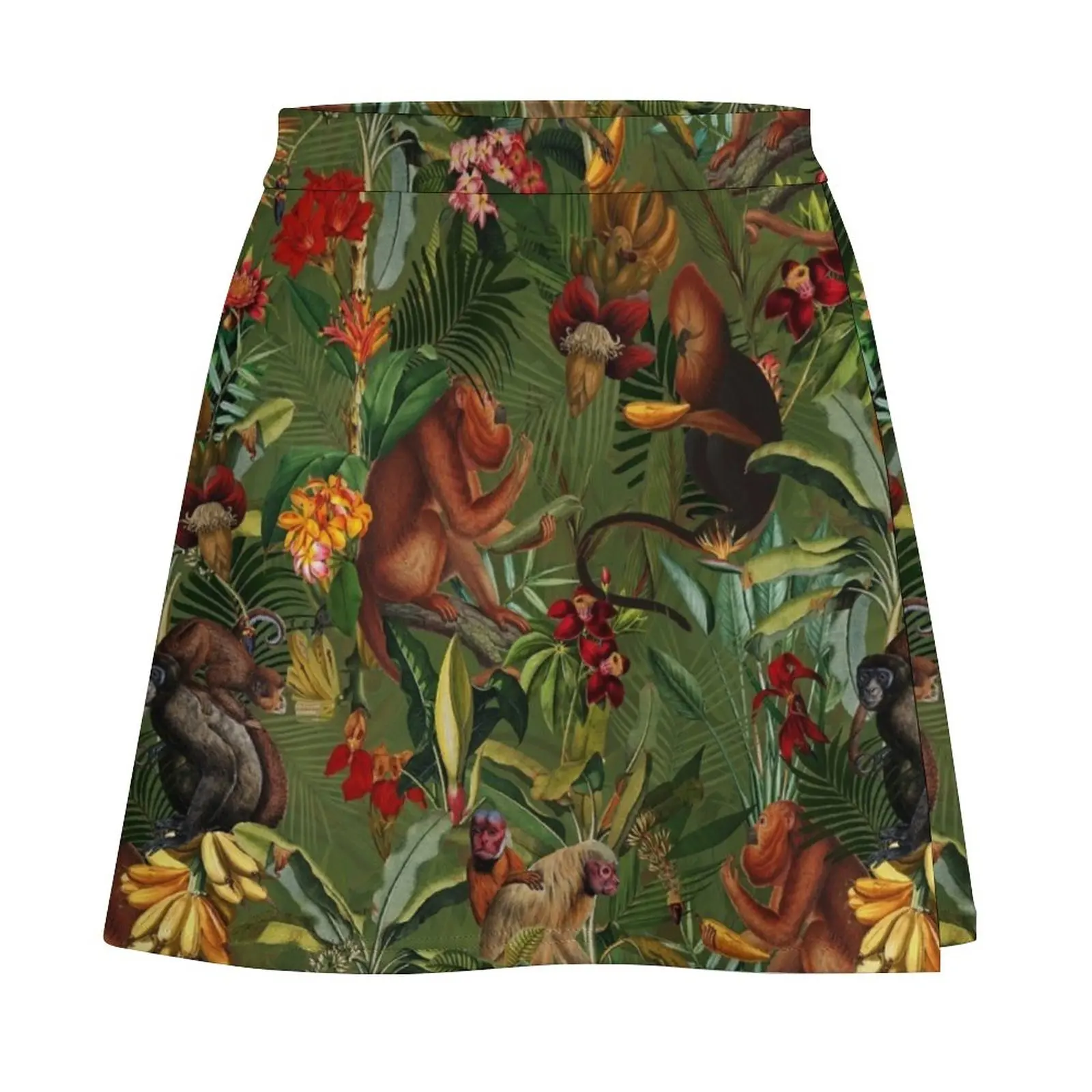 Tropical monkey jungle pattern - dark green Mini Skirt women's stylish skirts Summer skirt