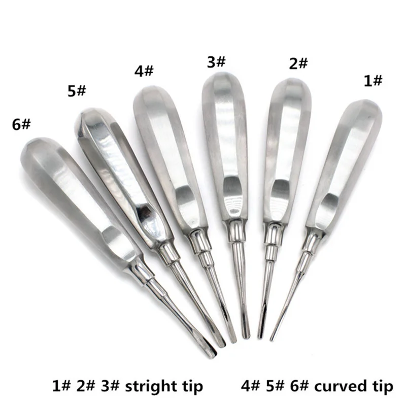 

6Pcs/Set Dentistry Straight/Curved Root Elevator Stainless Steel Dental Tooth Elevator Dentist Lab Materials Instrument Tools