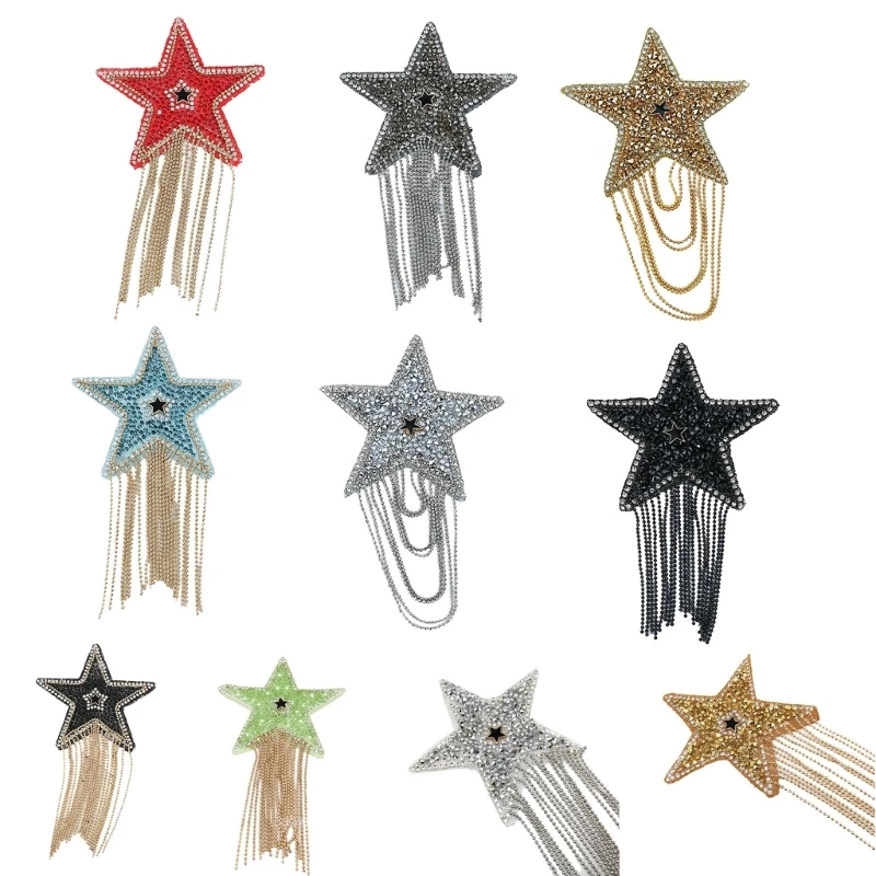 

M2EA Sparkling Star-shape Patches For Garment Accessories Embroidered Sew-on Patch Punk Star-Styles Bright Color DIY