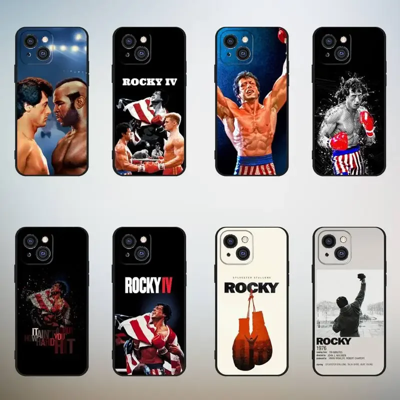 R-rocky b-balboa funda de seda para teléfono, 11,12 carcasa negra para iPhone, Mini,13,14,15,PRO,XS,MAX,X,XR,6,7,8,Plus