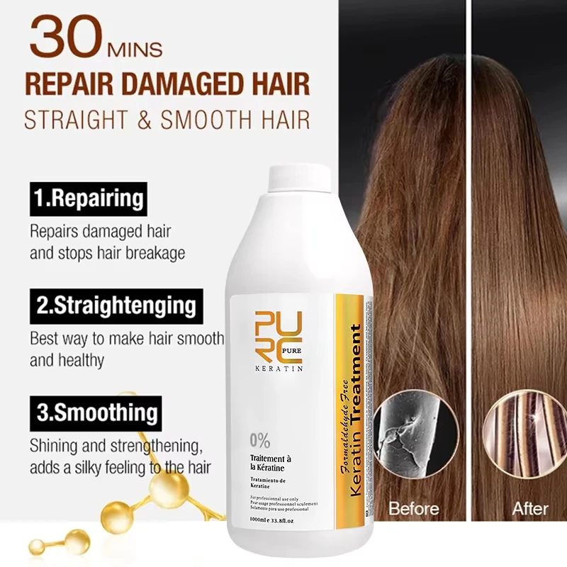 1000ml Brazilian Keratin Hair Treatment 0%/5%/8%/12% Formalin Smoothing Straightening Soften Hair Care Professional Salon PURC