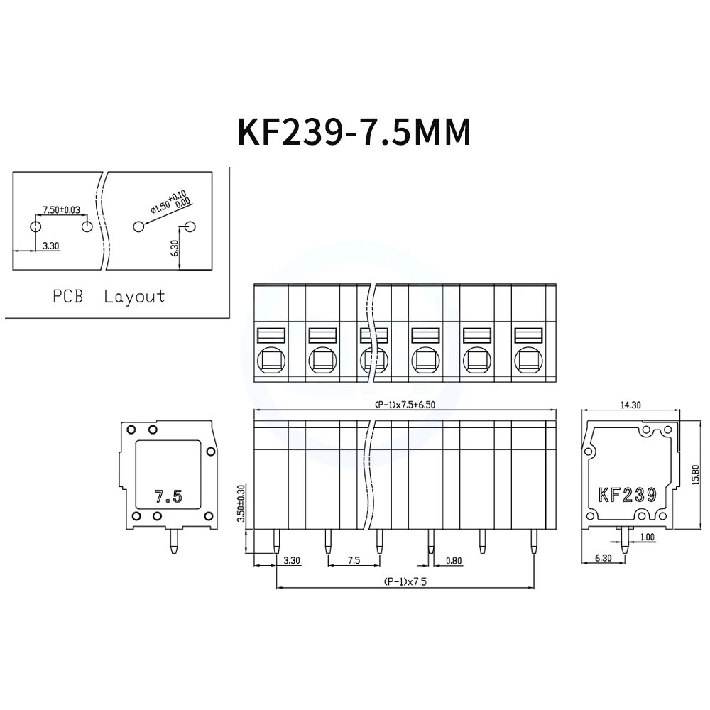 (5 Stück) KF239 3,5 mm 3,81 mm 5,0 mm 5,08 mm 7,5 mm 7,62 mm schraubenlos federbelasteter Schnelldraht-Leiterplattenklemmenblock, spleißbar 239 2–12 Pin – Detail 10