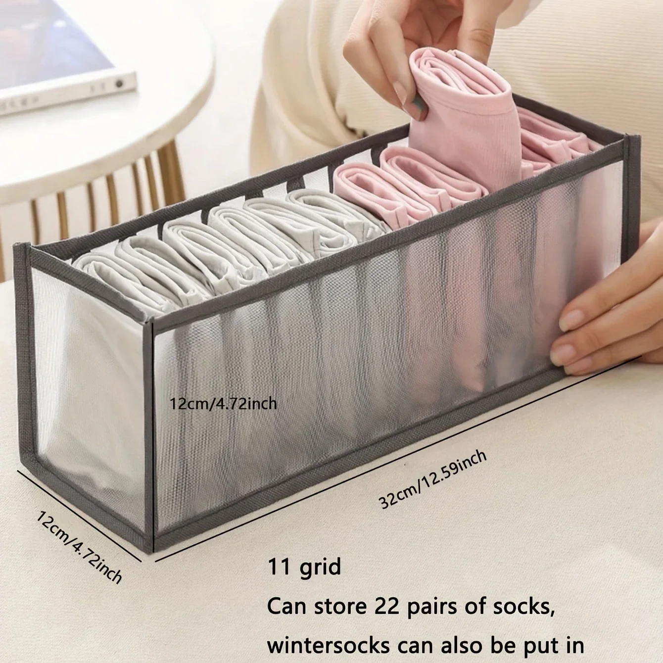 3pcs-Underwear drawer storage box, home grid sock sorting box, wardrobe, dormitory storage bag