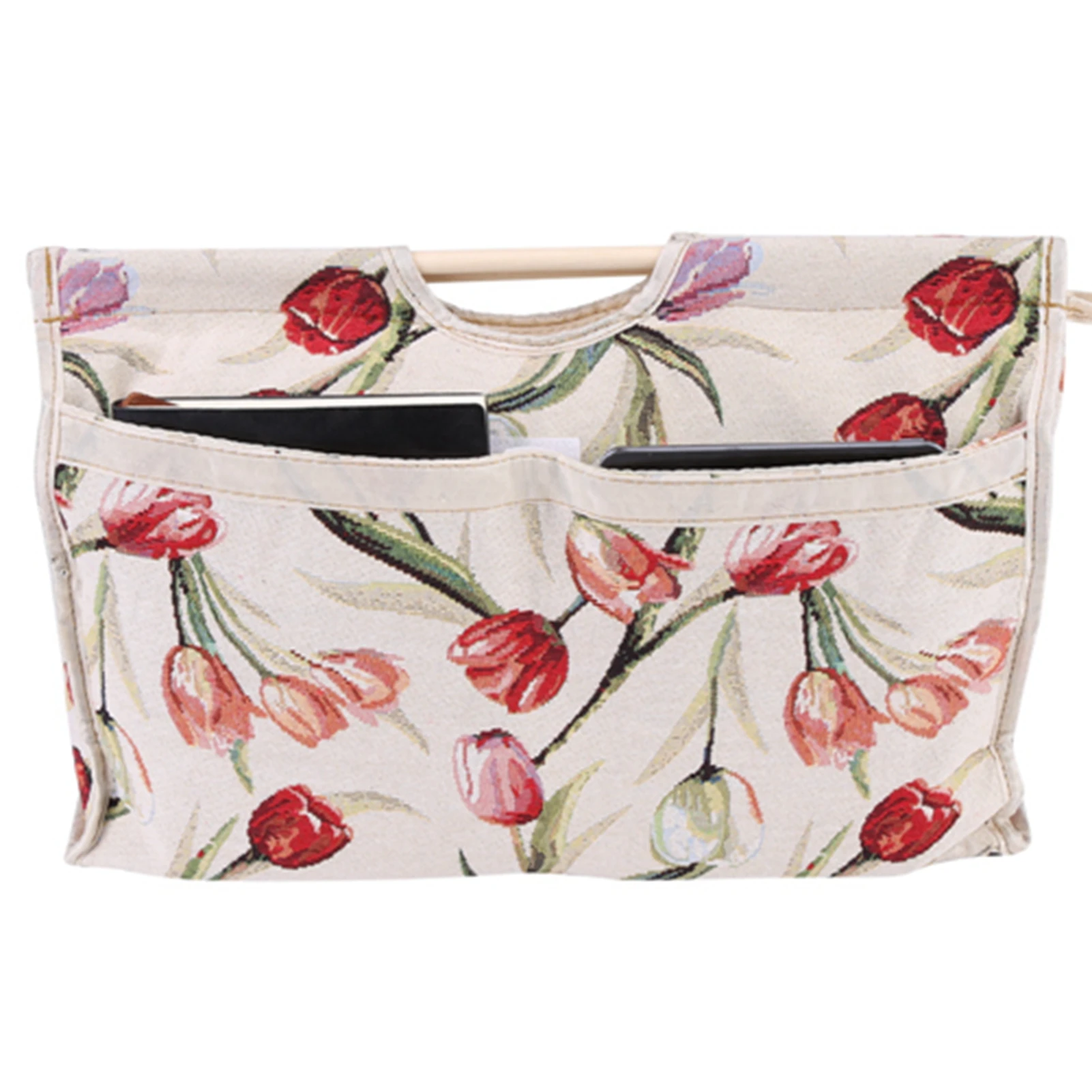 Bolsa De Almacenamiento De Tela Tejida Con De Madera Para Agujas De Tejer Y  Herramientas De Costura, Pru00e1ctico Cierre De Cremallera Ideal Para