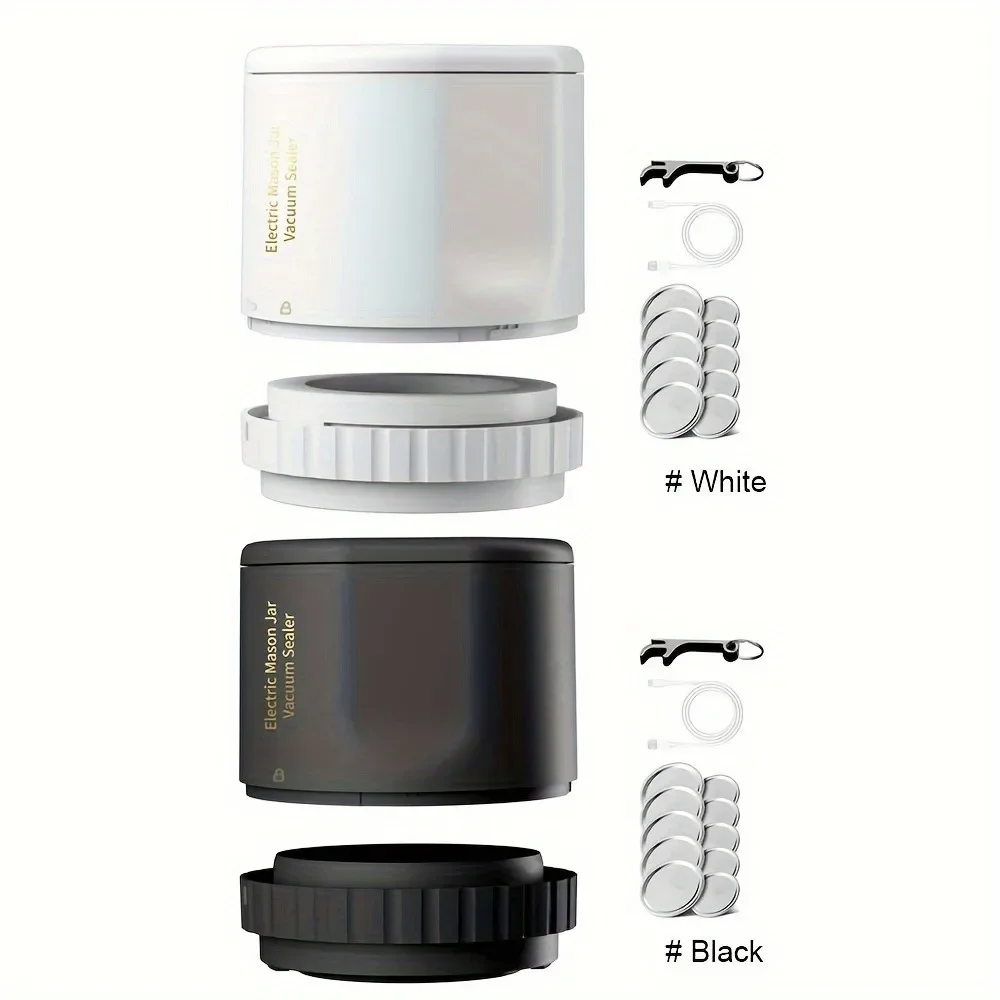 Portable Electric Mason Jar Vacuum Sealer Food Storage Kit for Wide-Mouth and Regular-Mouth Mason Jars Fermentation with Mason 4