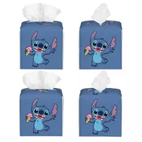 Custom Little Monster Stitch Tissue Box Cover PU Leather Square Cute Cartoon Facial Tissue Box Holder for Bathroom Toilet 2