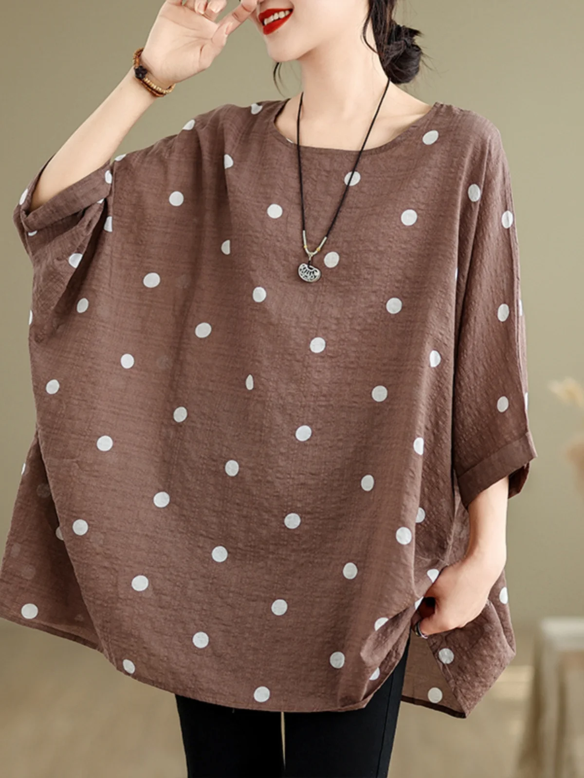 plus Size Cotton Linen T-irt Batwing Sve Slimming Loose Fit Summer New Sle for plus Size Women Commute Sle round Ne