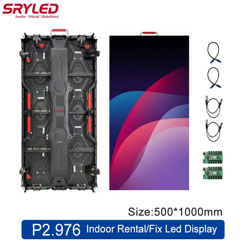 

SRYLED Indoor Led Display Board P2.976 500×1000mm High Refresh Full Color Bussiness Stage Backdrop Rental LED Wall Screen