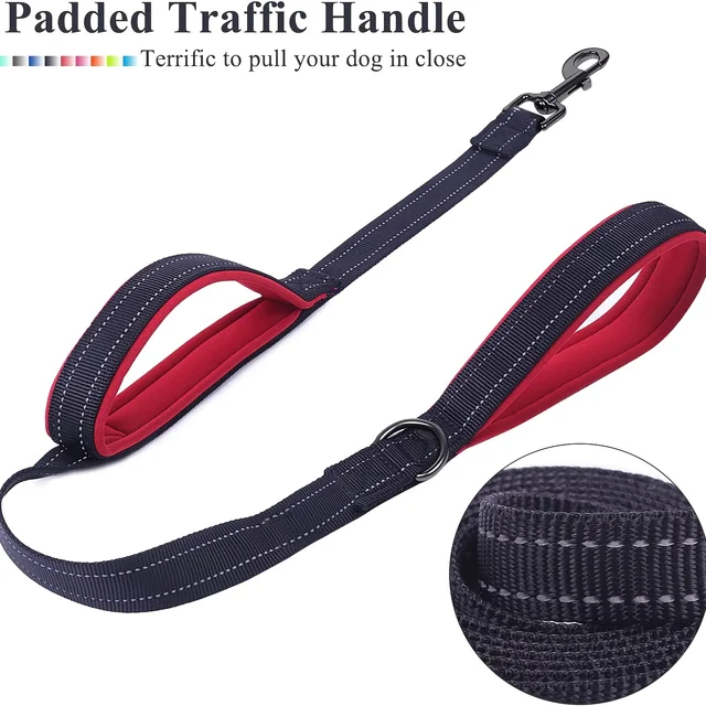 Dog Leashes Outdoor Travel Dog Training Chain Heavy Duty Double Handle Lead for Greater Control Safety Training Dual Handle 5