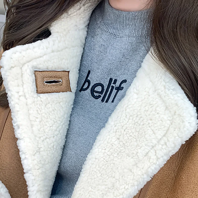 Women Genuine Sheepskin Leather Coats 2023 New Winter Warm Merino Shearing Fur Coats Fur Lining Jacket Fashion Overcoat ZJN5182