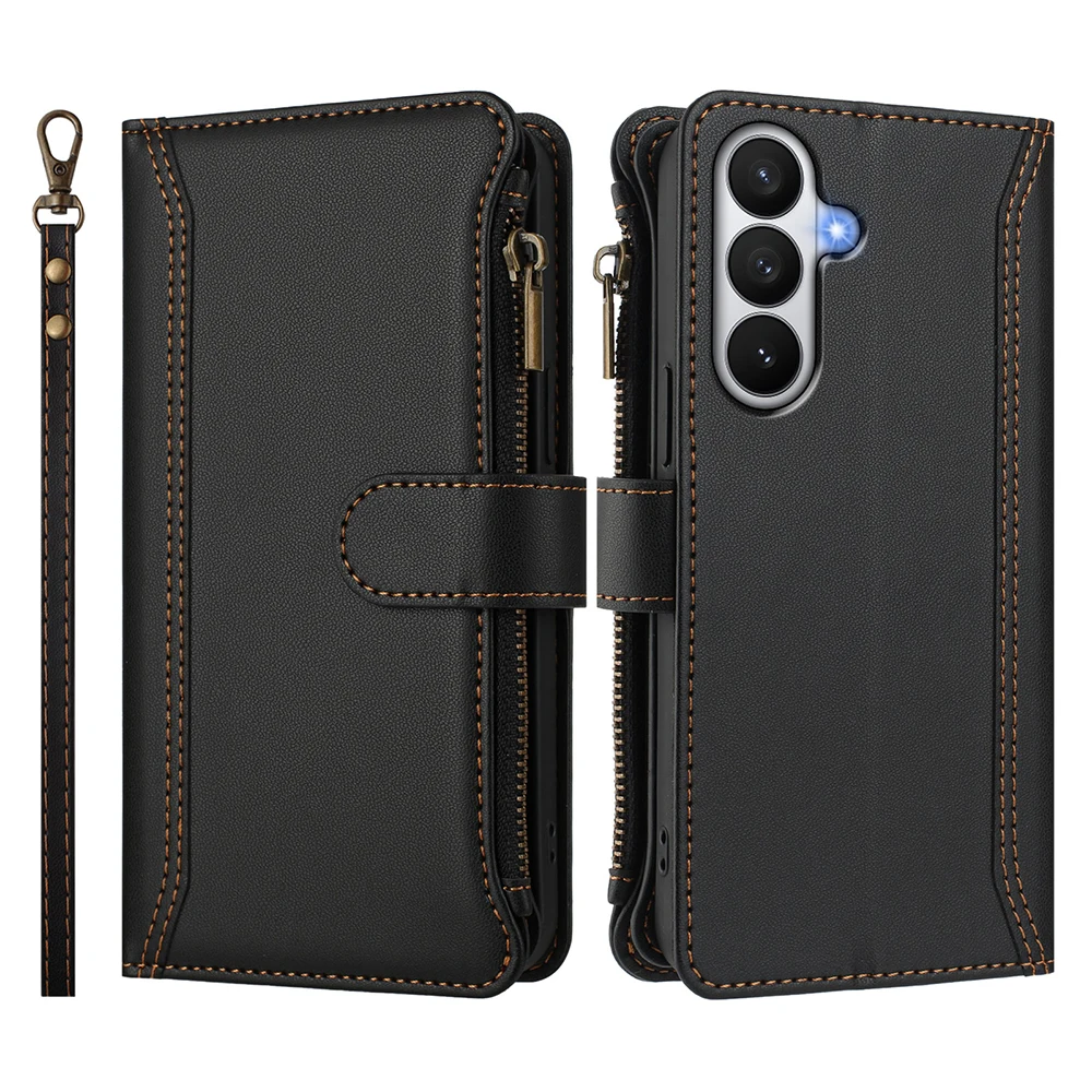 Leather Zipper Wallet Phone Case with Card Slots
