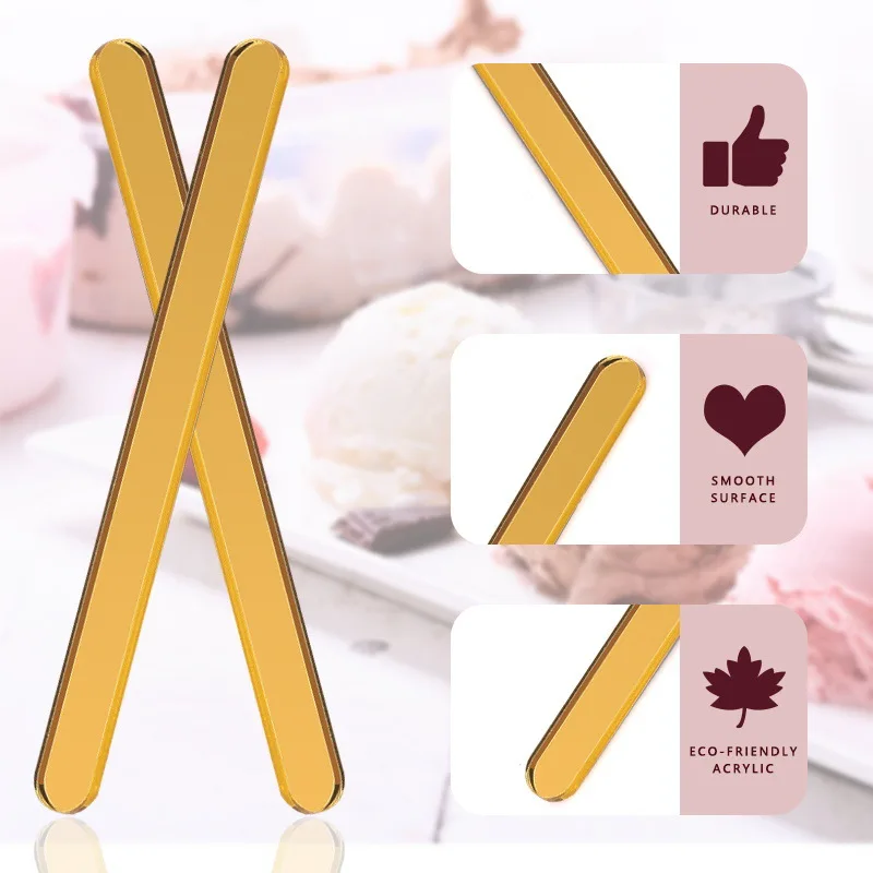 Description Picture 4 of itemFood Grade Acrylic Ice Cream Sticks 10Pcs/set Colorful Light Popsicle Stick Stirring Rod Distinguishing Labels Kitchen Tools