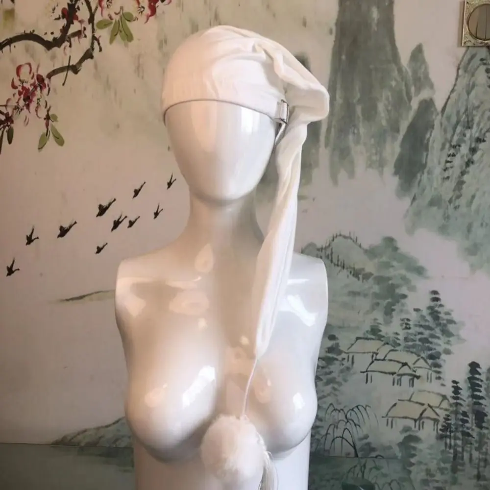 Birthday Party Gift Elastic Night Sleeping Caps with Pom Ball Adjustable Sleepwear Hat Long Tail Bonnet Cap Women Men