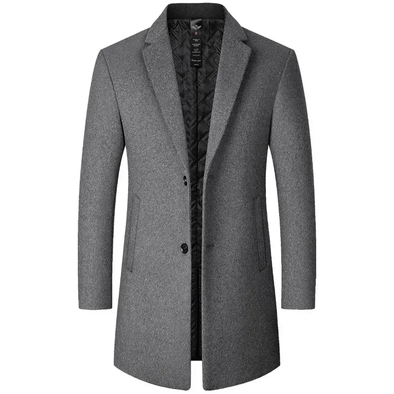 

Trench Coat Men Autumn and Winter New Solid Color Long Woolen Coat for Men Business Casual Windbreaker Men Clothing