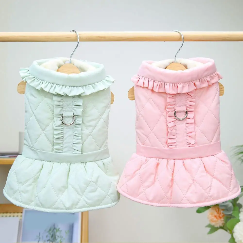 

Stylish Lightweight Sweet Style Dogs Autumn Warm Dresses Pets Accessories Comfortable D-Ring Design Dog Clothes Daily Wear
