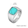 Bague élégante en pierre naturelle carrée pour homme, bague signet en acier inoxydable étanche, cadeau d'anniversaire pour lui, papa