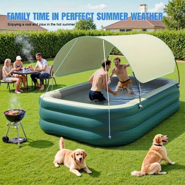 1 pièce [dépare l'été] piscine gonflable équipée d'un pare-soleil Extra-large, vert frais apporte un sentiment de fraîcheur à la maison 1
