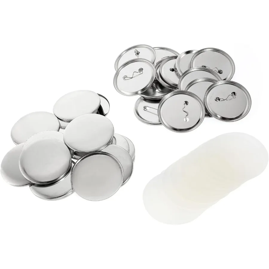75mm Button Making Supplies 100 Sets Metal Parts