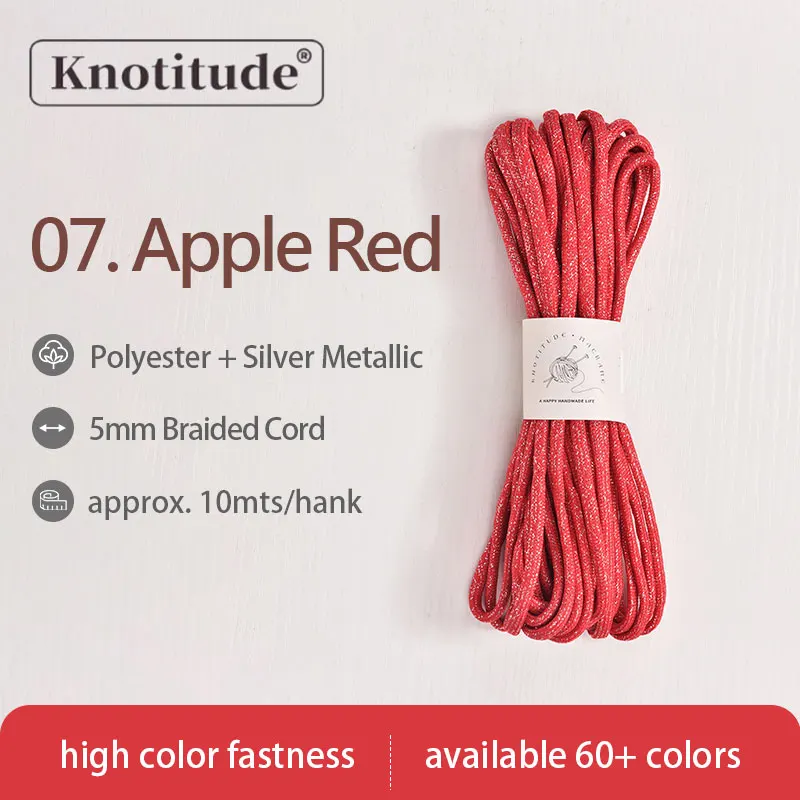 Silver Glossy Polyester Braid Rope with Shiny Lurex Metallic Finish - Ideal for DIY Jewelry Projects, 5mm x 10m