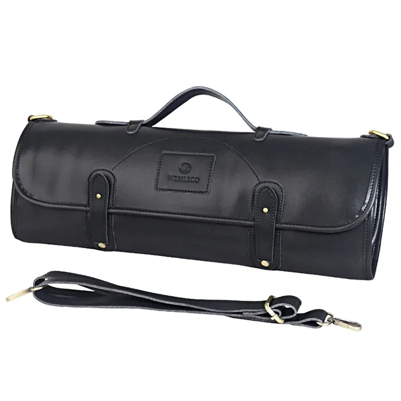 Professional Leather Chef Knife Bag Roll Bag Cleaver Slicer Santoku Storage Pocket Organizer Outdoor BBQ Work Knives Carry Case 2