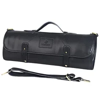 Professional Leather Chef Knife Bag Roll Bag Cleaver Slicer Santoku Storage Pocket Organizer Outdoor BBQ Work Knives Carry Case 2
