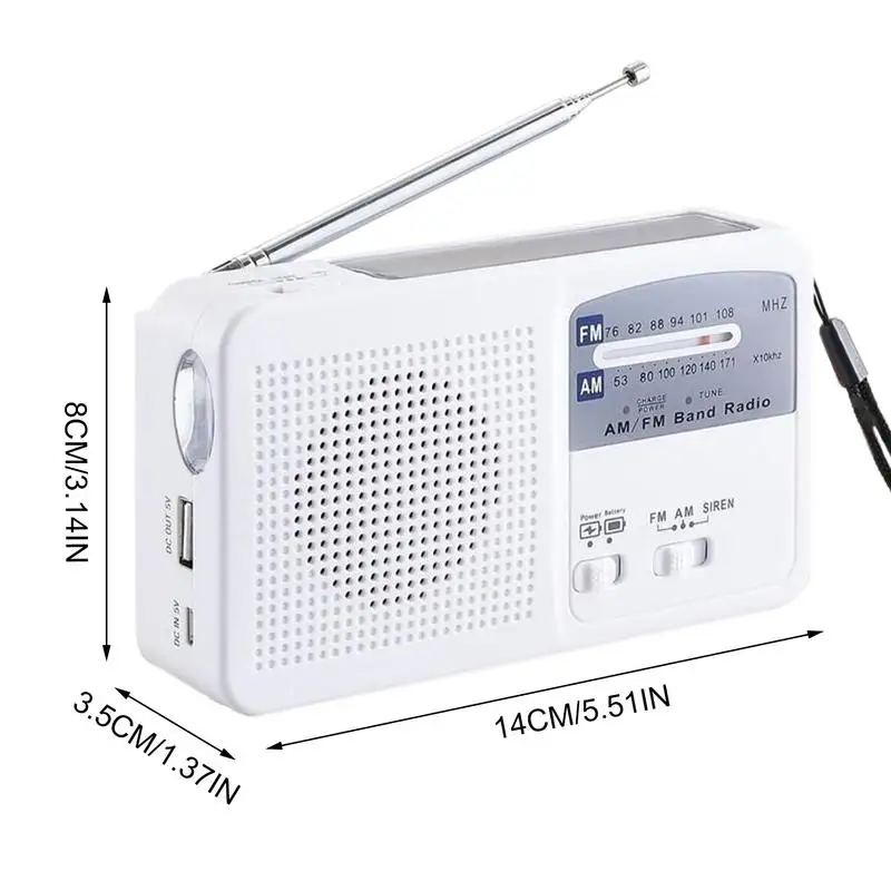 Radio Solar Waterproof Camping Radio Portable Broadcast Receiving Equipment Outdoor Audio Player With Flashlight For Hiking