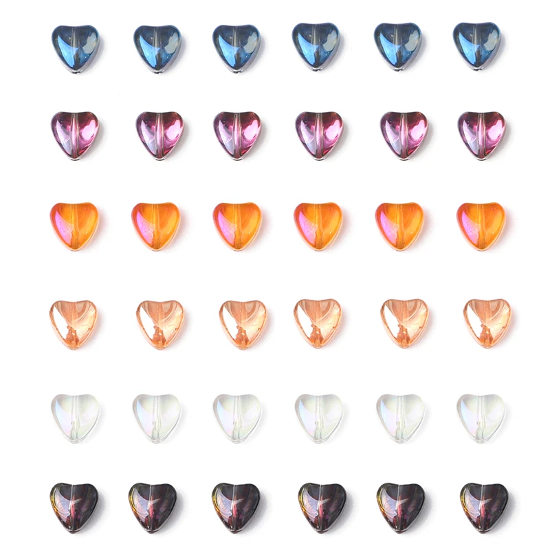 

20pcs 8x8mm Glass Plated Peach Heart Colored Crystal Loose Crafts Beads for Necklace Bracelet Jewelry Making DIY Handmade
